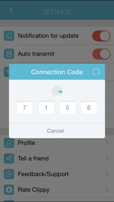 Tangkapan layar Clippy - Transmit anything between iOS and Mac wirelessly