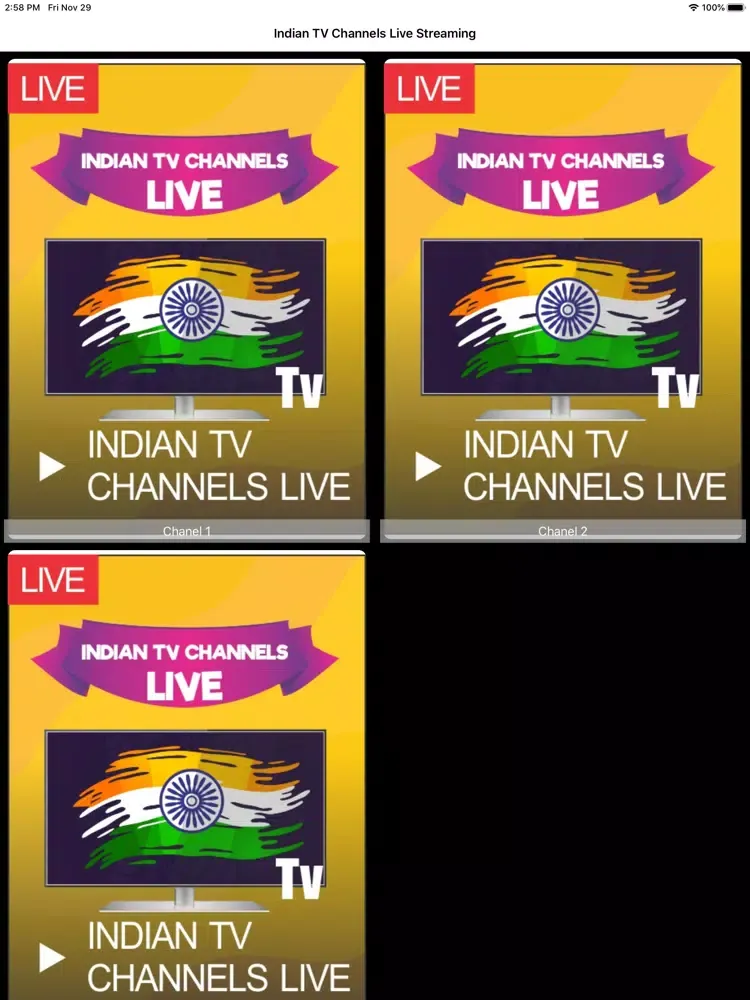 Indian TV Channels Live Stream iPad  스크린샷