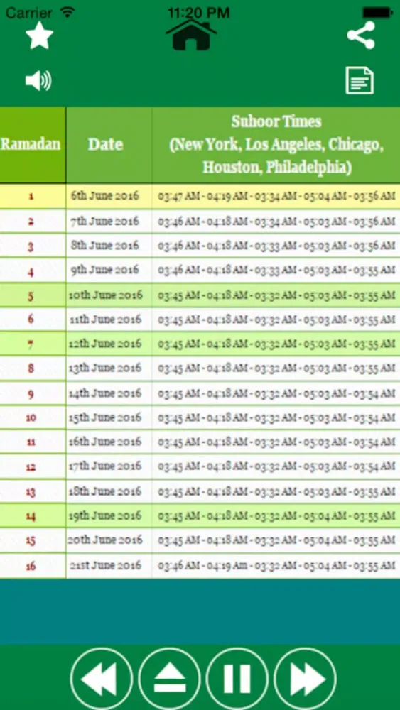 ภาพหน้าจอของ Ramadan Calendar 2016 for USA
