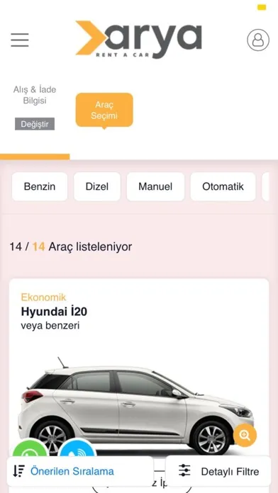 Arya Rent A Car Ekran Görüntüleri