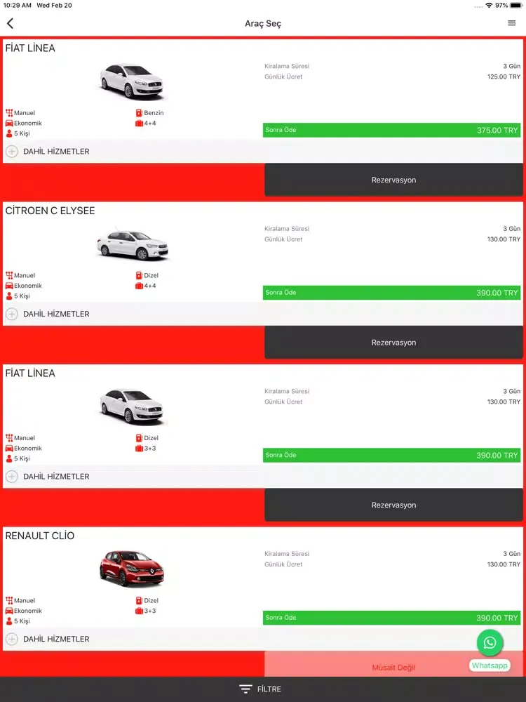 Tangkapan skrin Rideo Rent A Car iPad 
