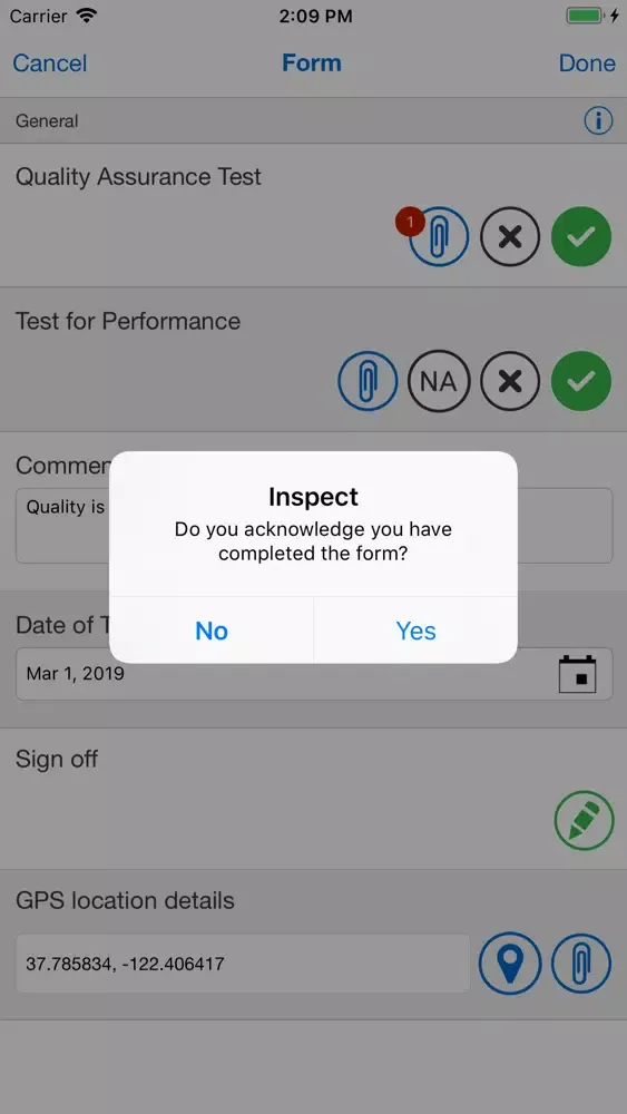 Tangkapan layar InEight InspectV1