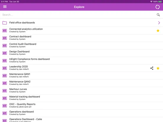 Ảnh chụp màn hình của InEight Explore iPad 