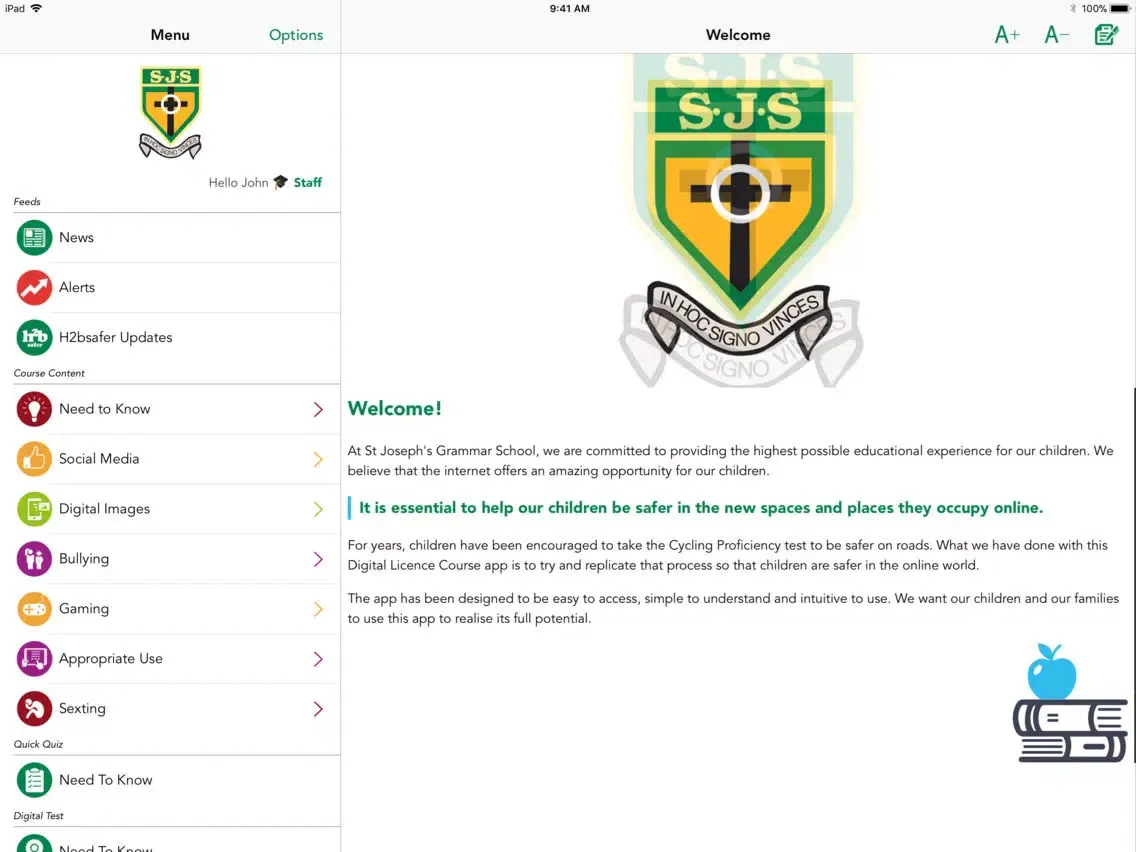 Capturas de tela do St Joseph's Grammar iPad 