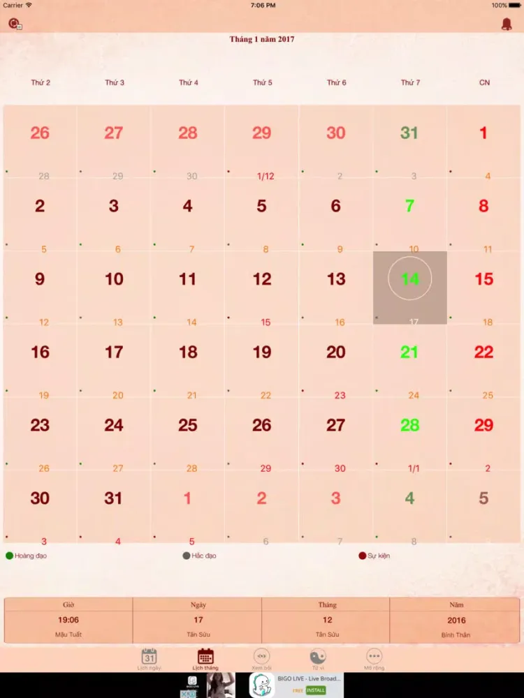Ảnh chụp màn hình của Lịch Vạn Niên 2017: Âm Dương Việt - Tử Vi Trọn Đời iPad 