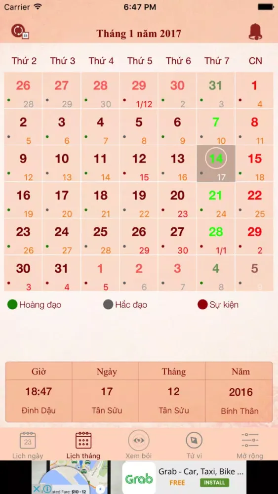 Ảnh chụp màn hình của Lịch Vạn Niên 2017: Âm Dương Việt - Tử Vi Trọn Đời