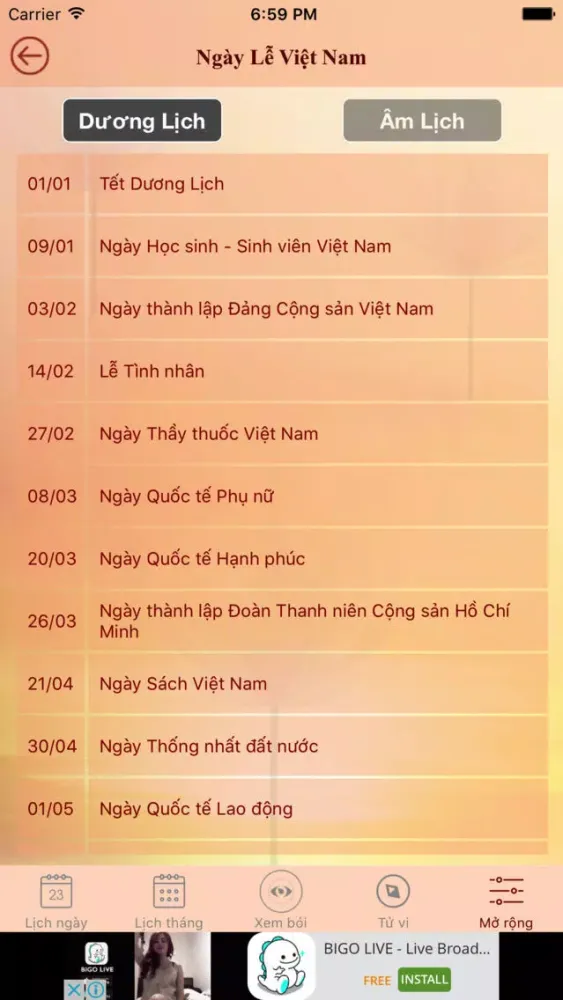 Ảnh chụp màn hình của Lịch Vạn Niên 2017: Âm Dương Việt - Tử Vi Trọn Đời