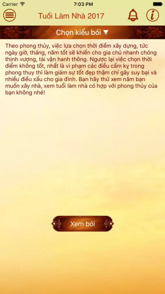 ภาพหน้าจอของ Xem Tuổi Làm Nhà 2017 - Phong thủy nhà ở