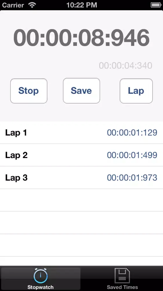 ภาพหน้าจอของ TimeControl Stopwatch