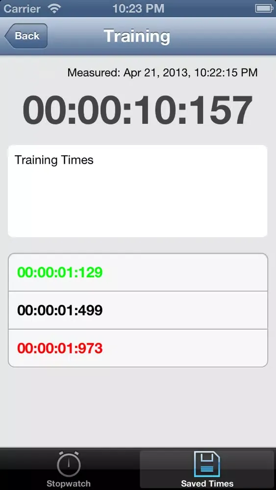 ภาพหน้าจอของ TimeControl Stopwatch