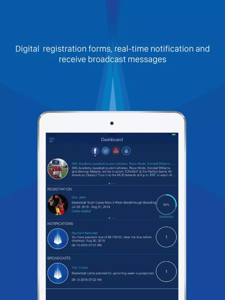 ภาพหน้าจอของ IMG Academy Connect iPad 