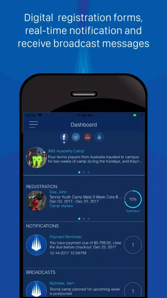 ภาพหน้าจอของ IMG Academy Connect