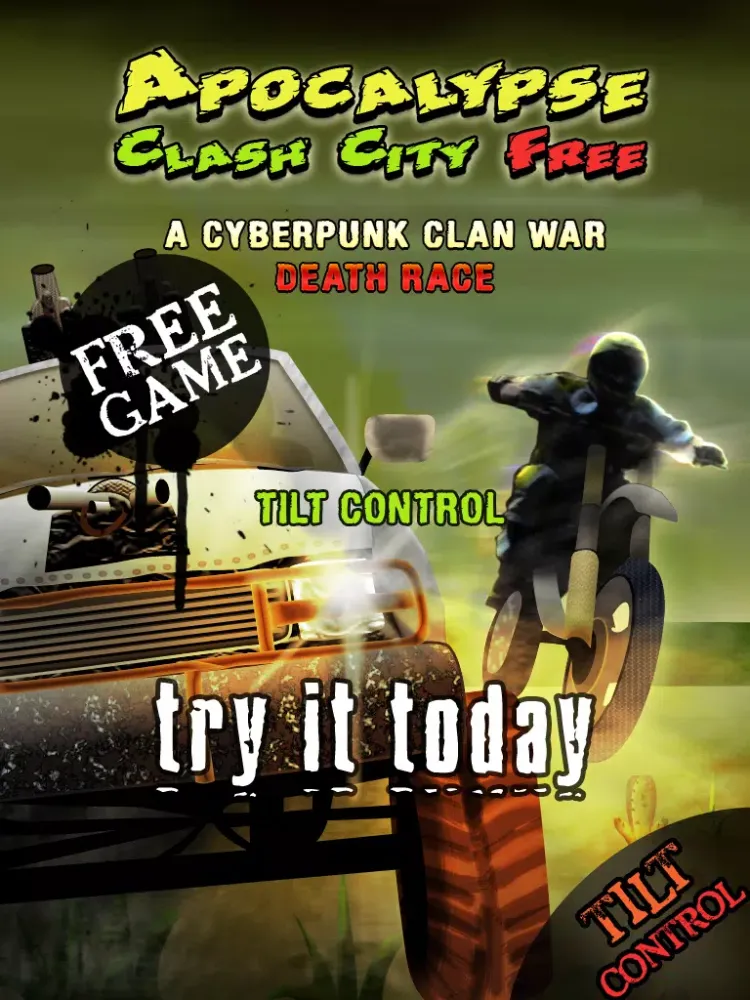 Apocalypse Clash City Free : A Cyberpunk Clan War Death Race game iPad Screenshots