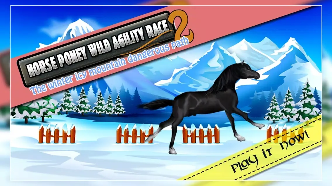 Horse Poney Wild Agility Race 2 : The winter icy mountain dangerous path - Free スクリーンショット