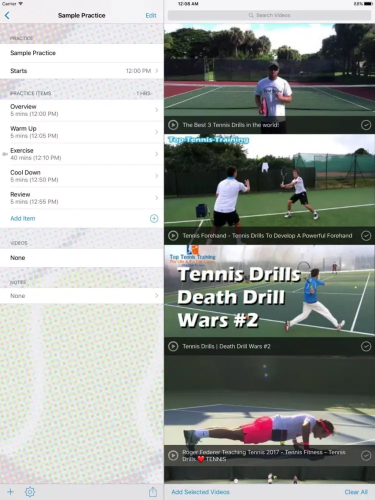 InfiniteTennis Practice Planner iPad 应用截图