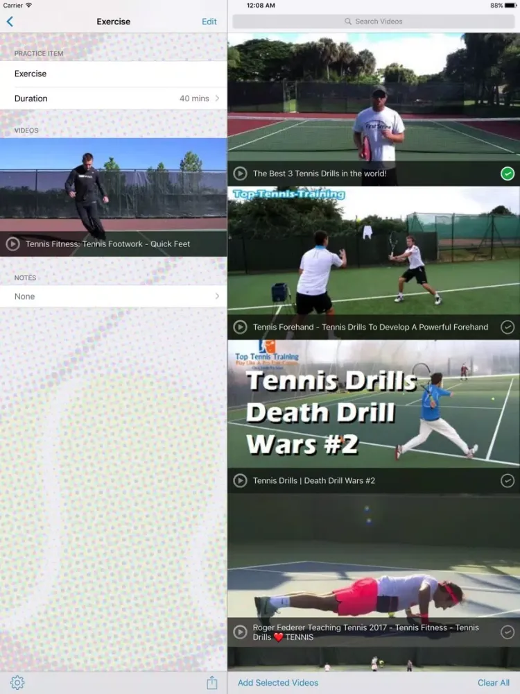 InfiniteTennis Practice Planner iPad 应用截图