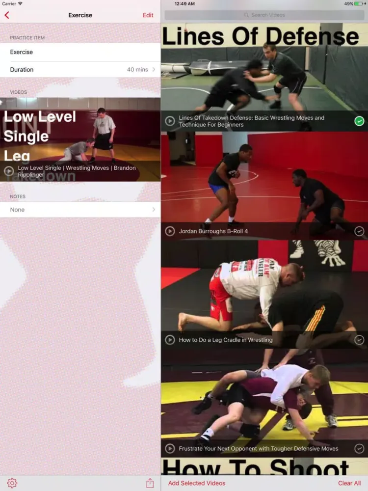 InfiniteWrestling Practice Planner iPad  Screenshots