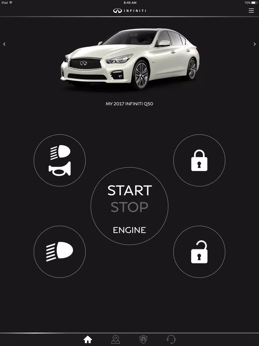 Tangkapan skrin INFINITI InTouch™ Services iPad 