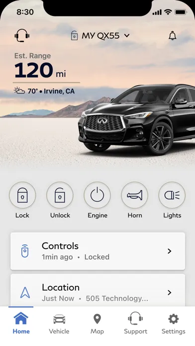 Tangkapan skrin MyINFINITI App