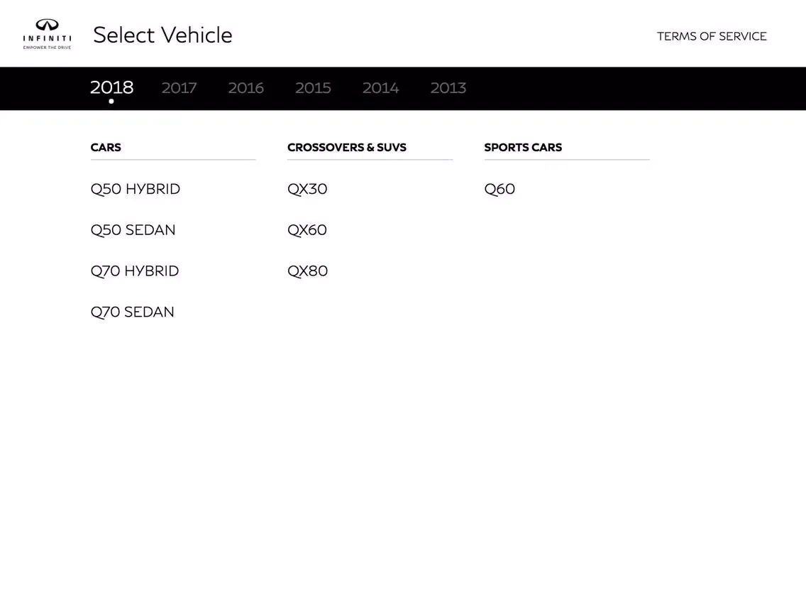 Infiniti Quick Guide iPad  Screenshots