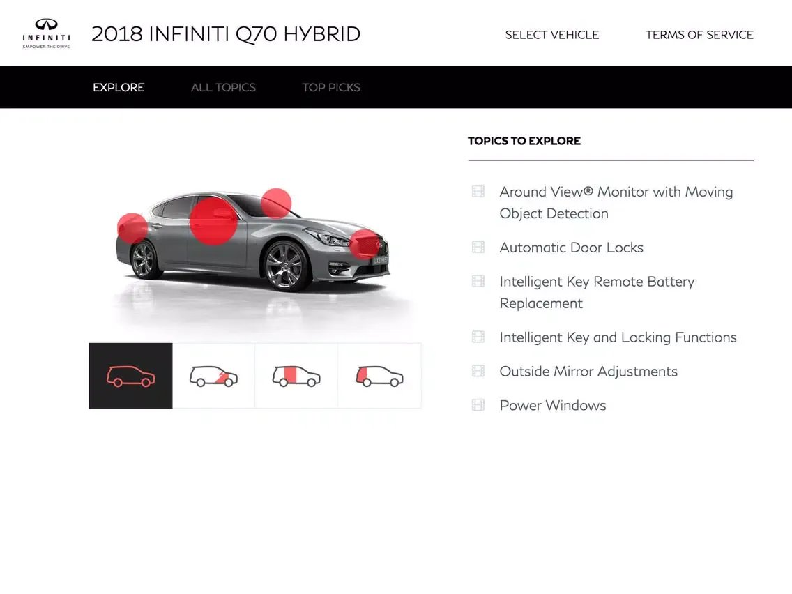 Infiniti Quick Guide iPad  Screenshots