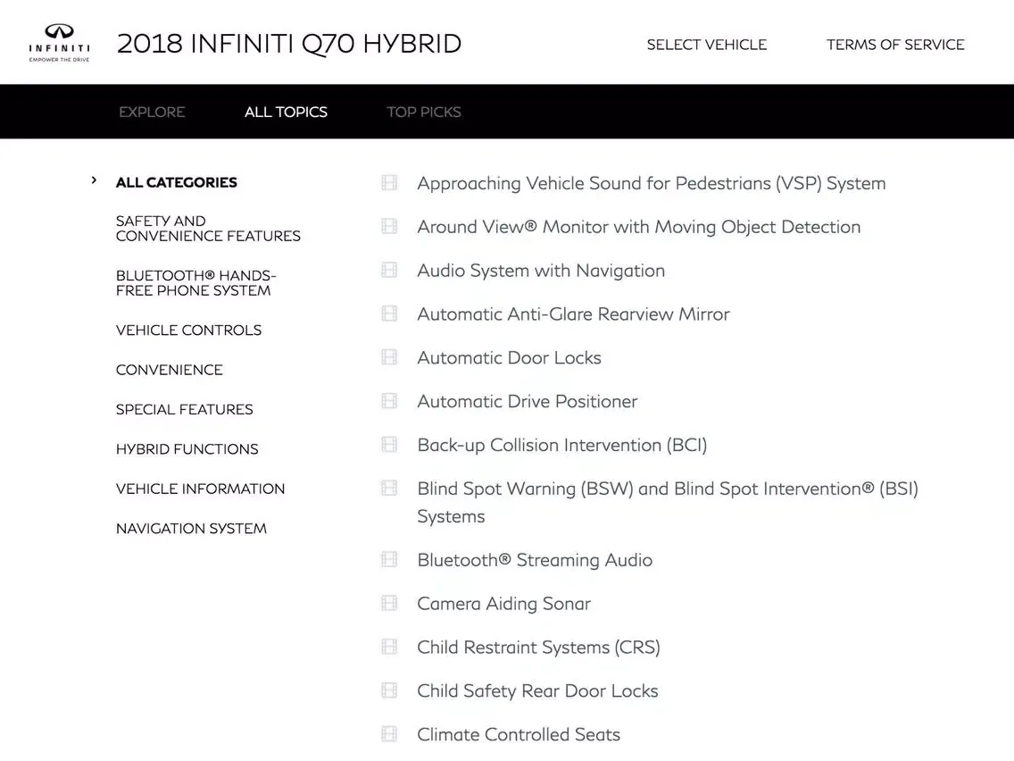 Infiniti Quick Guide iPad  Screenshots