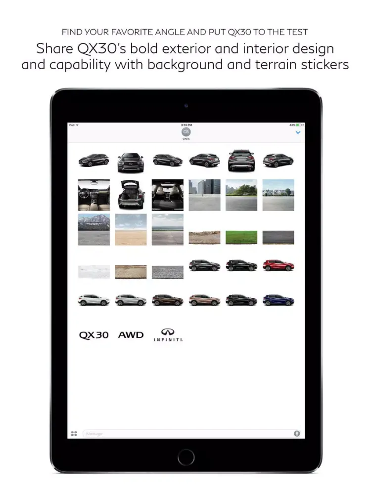 Скриншоты INFINITI QX30 Sticker Pack iPad 