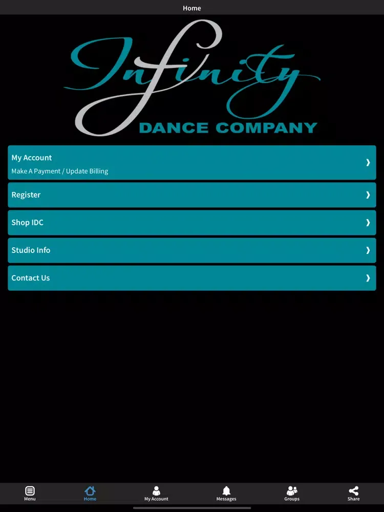 Tangkapan skrin Infinity Dance Company iPad 