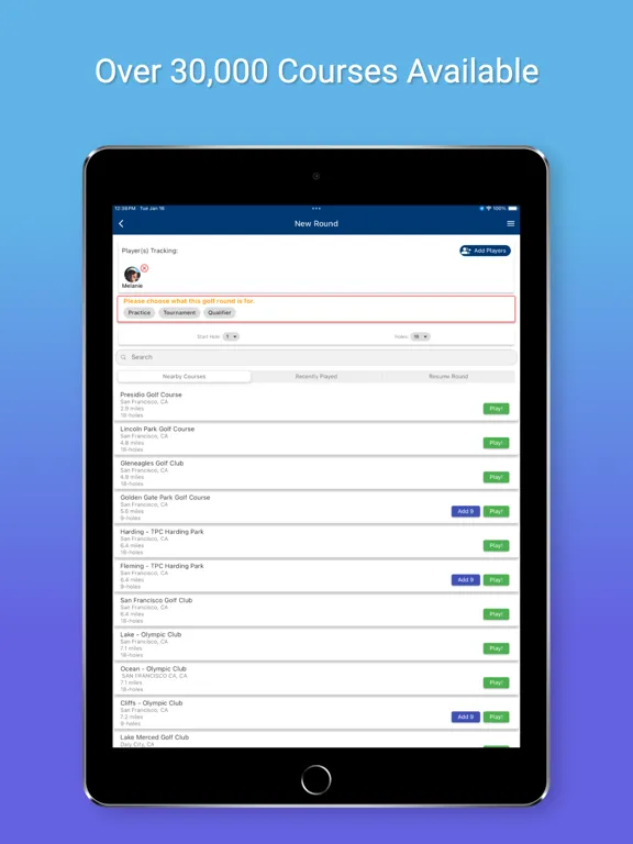 VWU Men's Golf iPad  Ekran Görüntüleri