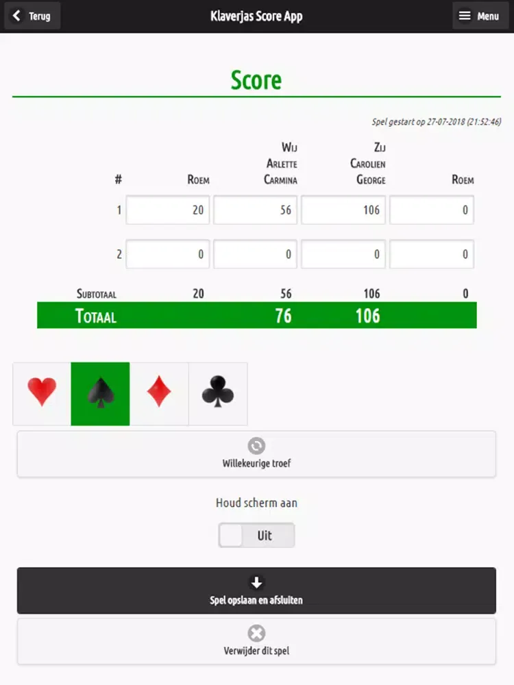 Klaverjas Score App iPad 应用截图