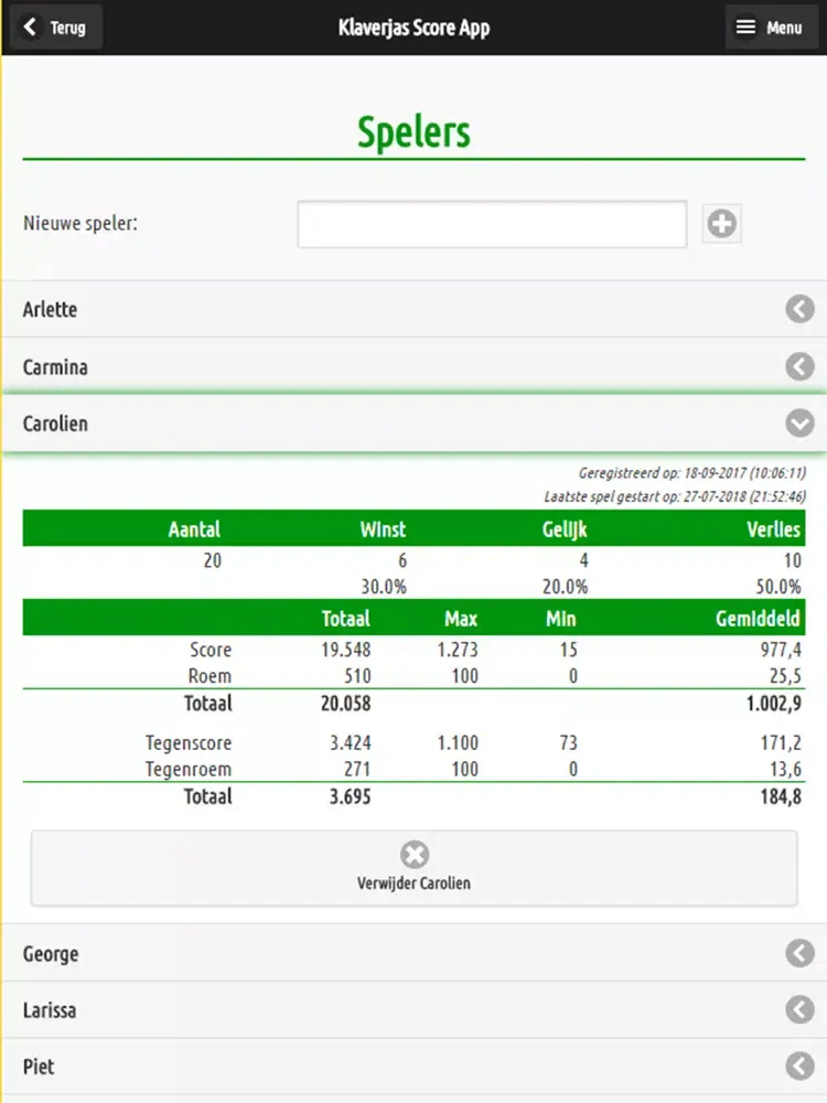 Klaverjas Score App iPad 应用截图