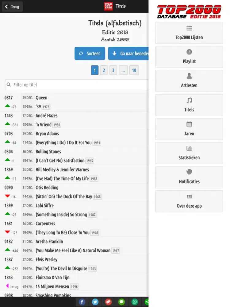 Tangkapan skrin Top2000 Database iPad 