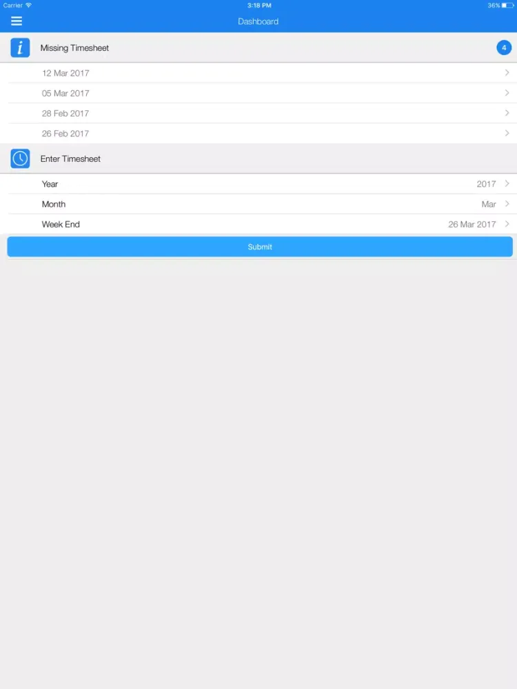 Infogain Global TimeSheet iPad  Screenshots