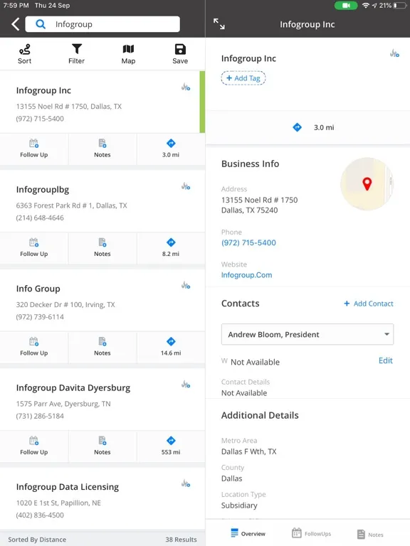 Data Axle Salesgenie iPad  Screenshots