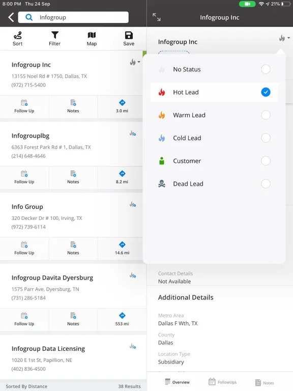 Data Axle Salesgenie iPad  Screenshots