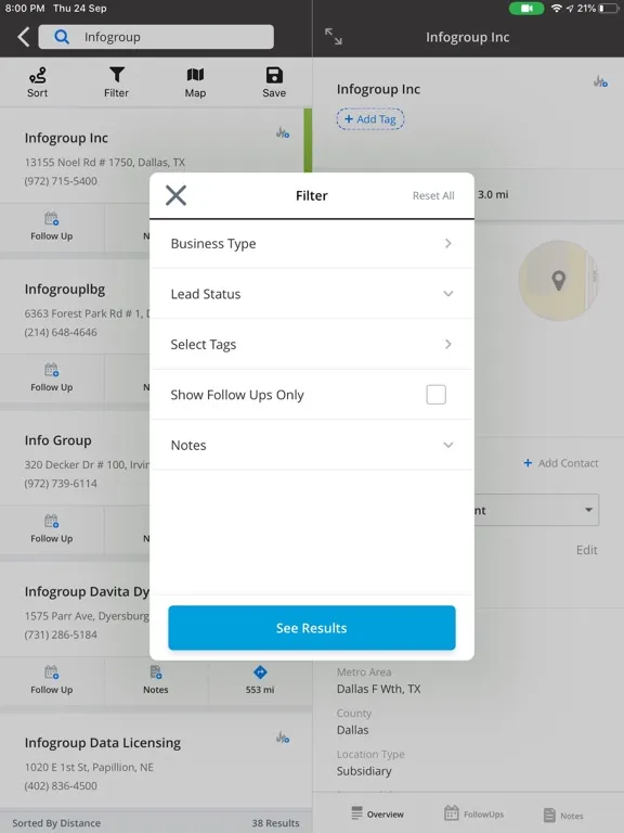 Data Axle Salesgenie iPad  Screenshots