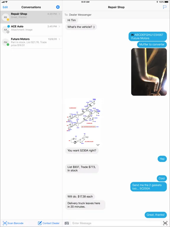 Tangkapan skrin Microcat Messenger iPad 