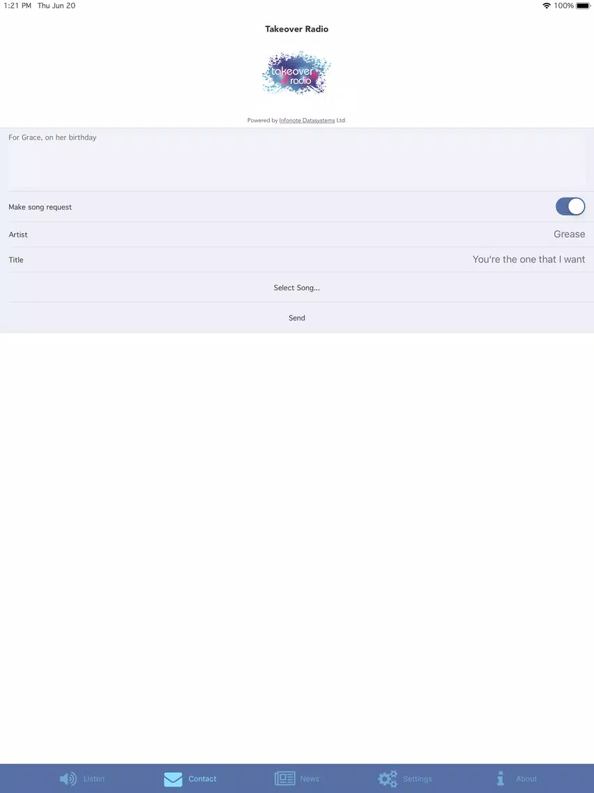ภาพหน้าจอของ Take Over Radio iPad 