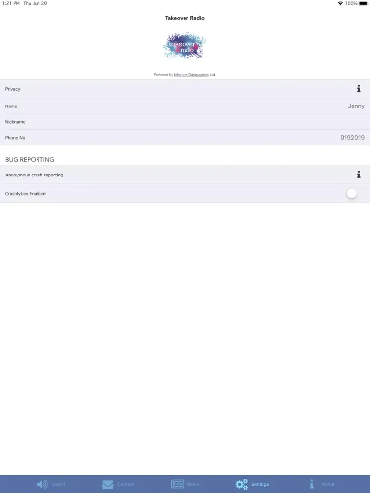 Tangkapan layar Take Over Radio iPad 