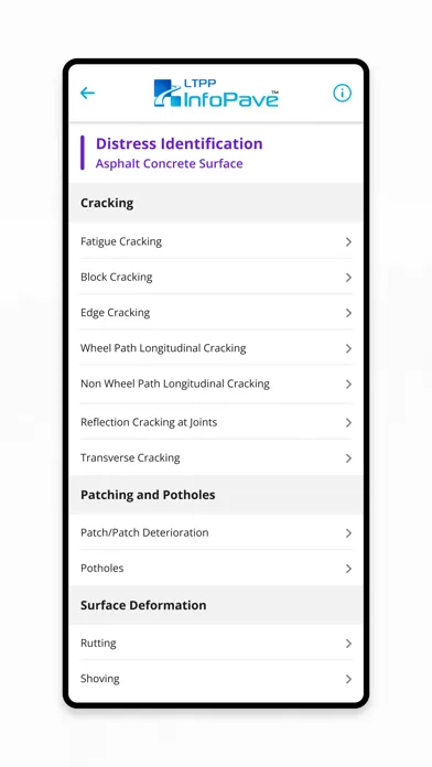 LTPP InfoPave Mobile Screenshots