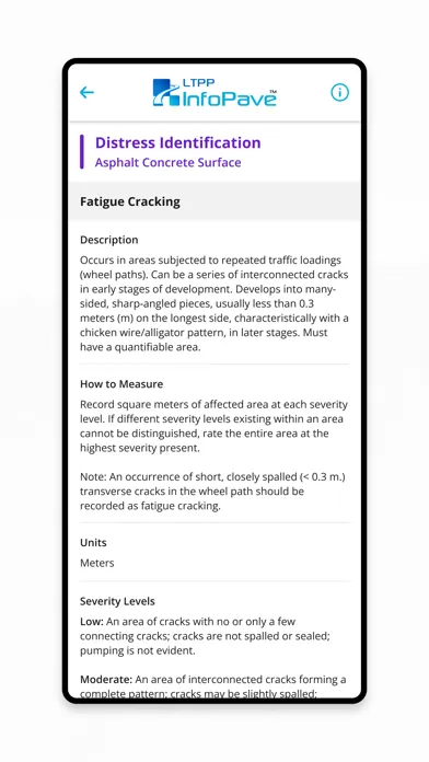 LTPP InfoPave Mobile Screenshots