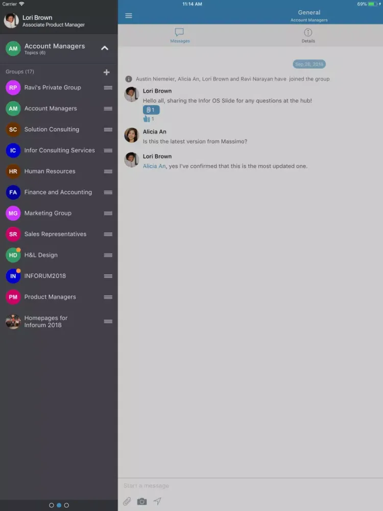 Infor Chat iPad 应用截图