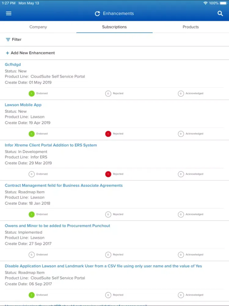 ภาพหน้าจอของ Infor Concierge iPad 