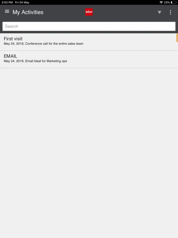 Infor M3 CLM iPad  스크린샷