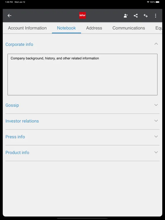 Infor M3 CLM Cloud iPad  Screenshots