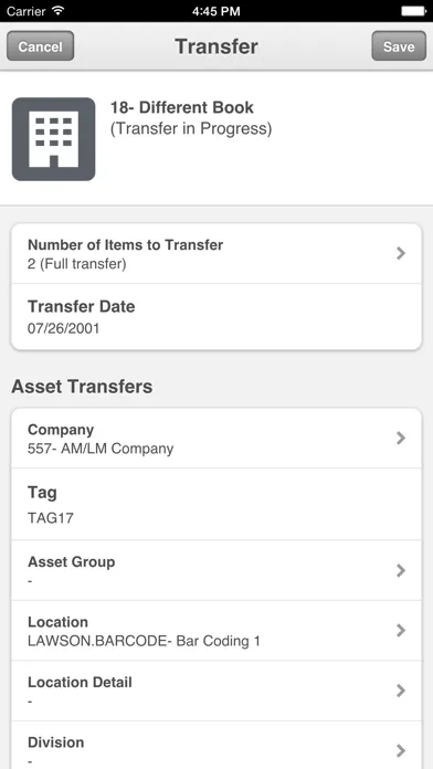 Screenshot di Infor Lawson Mobile Assets