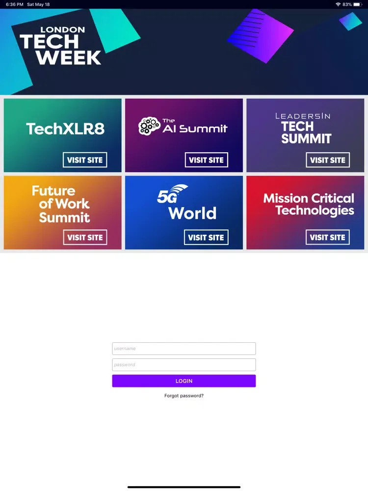 London Tech Week iPad  스크린샷