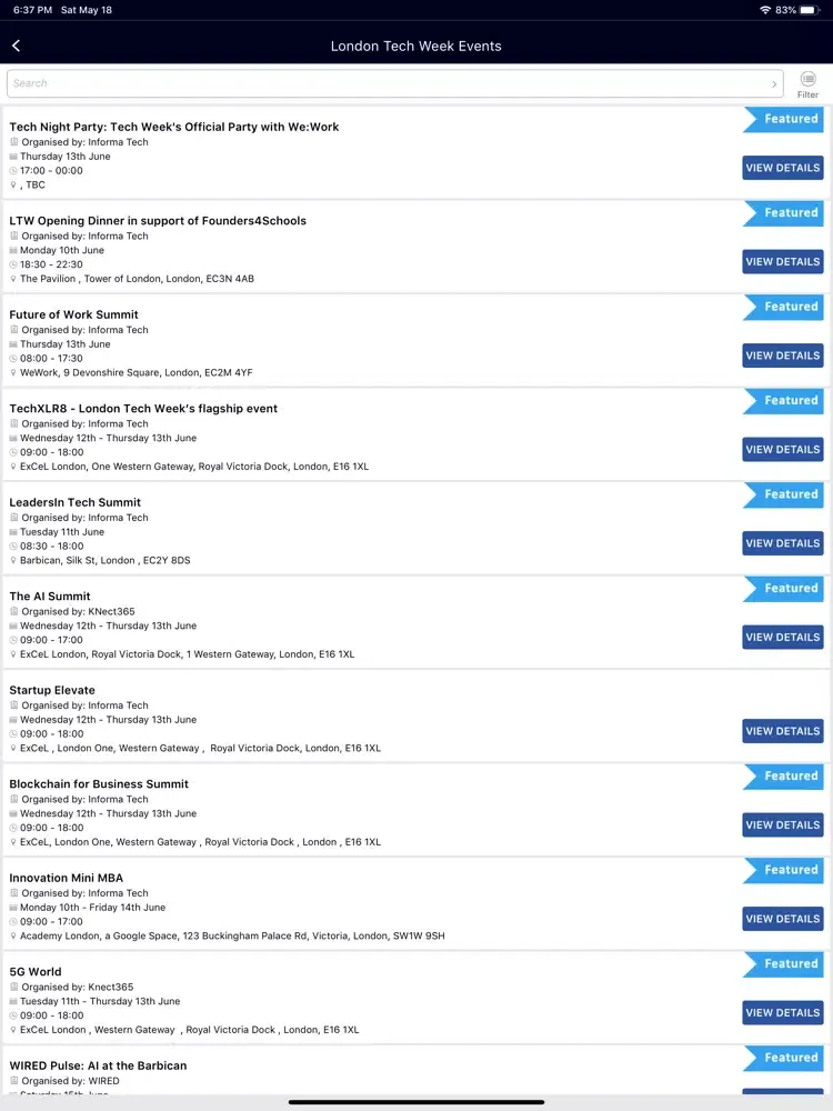 London Tech Week iPad  스크린샷