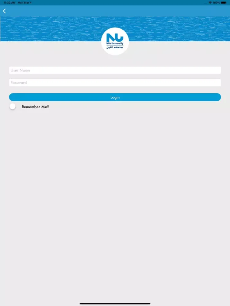 Tangkapan layar NU Student Information System iPad 