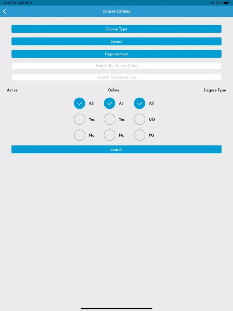 Tangkapan layar NU Student Information System iPad 